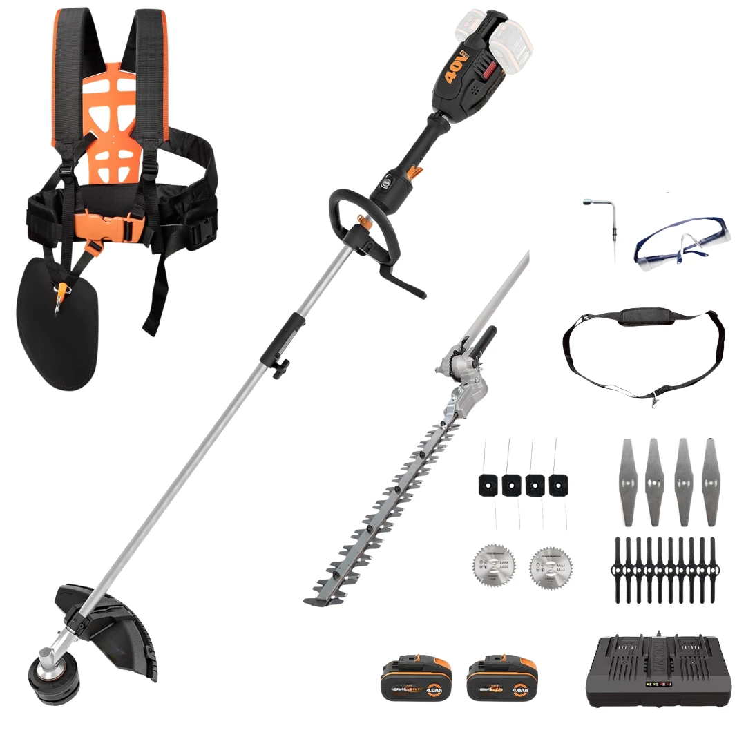 BOSTEK 5-IN-1 | Decespugliatore Brushless 40V con Asta Telescopica e Tagliasiepi