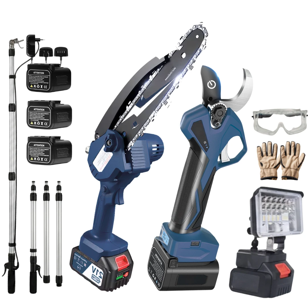 KIT POTATURA BOASHI | Motosega Elettrica 8" + Cesoia a Batteria 68V + Luce LED + Asta Telescopica